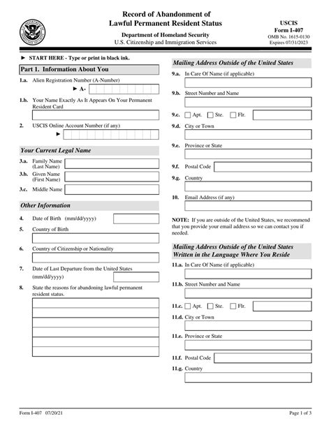 Record of Abandonment of Lawful Permanent Resident Status.